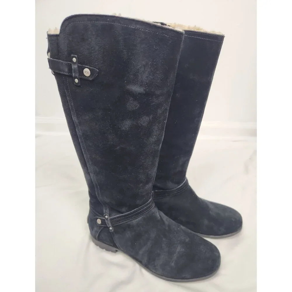 UGG Women's Sz. 9 Jillian Side Zip Black Suede Boots - Picture 1 of 8